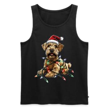 Wheaten Terrier Chien Père Noël Chapeau Noël - Débardeur bio Premium Homme - noir - Devant - Michal (187cm)
