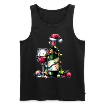 Wine-drinking drinker Santa hat Xmas - Men's Premium Organic Tank Top - black - Front - AI Model Male 178 light (178cm)
