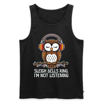 Sleigh Bells Ring Lustige Eule Weihnachten - Männer Premium Bio Tank Top - Schwarz - Vorne - Michal (187cm)