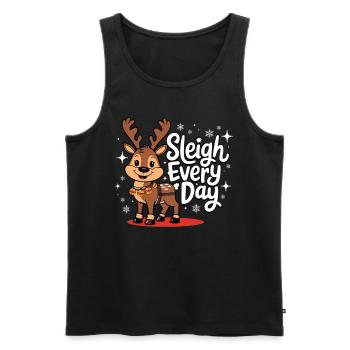 Sleigh Every Day Lustiges Rentier Weihnachten - Männer Premium Bio Tank Top - Schwarz - Vorne - AI Model Male 178 light (178cm)