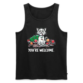 Vous êtes les bienvenus Chat du Chaos drôle Noël - Débardeur bio Premium Homme - noir - Devant - Michal (187cm)