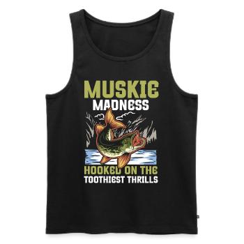 Muskie Madness Hooked on the Toothiest Thrills - Männer Premium Bio Tank Top - Schwarz - Vorne - Michal (187cm)
