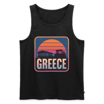 Grèce Grec Mer Égée Mer Ionienne - Débardeur bio Premium Homme - noir - Devant - AI Model Male 178 light (178cm)