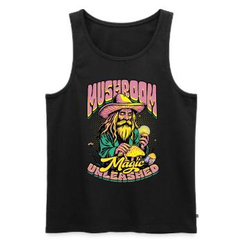 Pilzsammler Pilzzüchter Mushroom Magic Unleashed - Männer Premium Bio Tank Top - Schwarz - Vorne - AI Model Male 178 light (178cm)