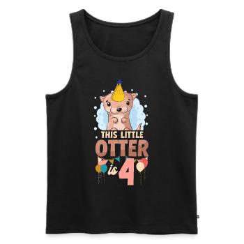 Anniversaire de la loutre Cette petite loutre - Débardeur bio Premium Homme - noir - Devant - AI Model Male 178 light (178cm)