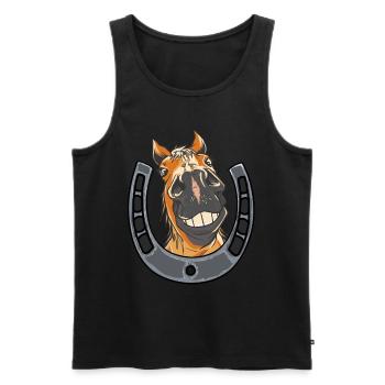 Pferd Pferde Ponyhof Reitstall Hufeisen Reiterin - Männer Premium Bio Tank Top - Schwarz - Vorne - AI Model Male 178 light (178cm)