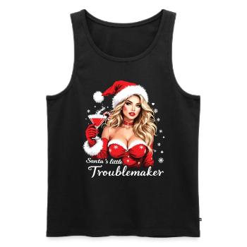 Santa's Little Troublemaker Christmas Hat - Men's Premium Organic Tank Top - black - Front - Michal (187cm)