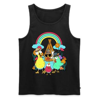 Rainbow Hippie Tipi Poulets Stoner Poulet - Débardeur bio Premium Homme - noir - Devant - Michal (187cm)