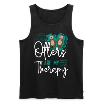 Otter Otters Are My Therapy - Men's Premium Organic Tank Top - black - Front - AI Model Male 178 light (178cm)