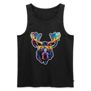 Lustiger Elch mit Sonnenbrille für einen Elch Fan - Männer Premium Bio Tank Top - Schwarz - Vorne - AI Model Male 178 light (178cm)