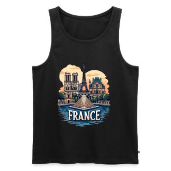 Paris Eiffelturm Bonjour Souvenirs - Männer Premium Bio Tank Top - Schwarz - Vorne - Michal (187cm)