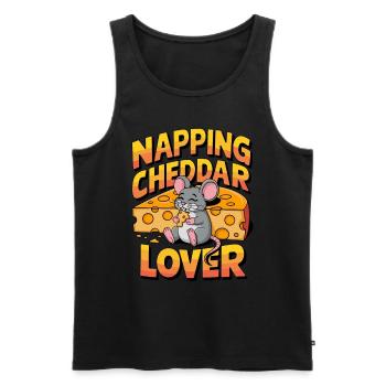 Napping Cheddar Lover für einen Käseliebhaber - Männer Premium Bio Tank Top - Schwarz - Vorne - AI Model Male 178 light (178cm)