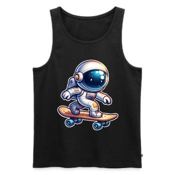 Skateboard Skater Astronaut - Men's Premium Organic Tank Top - black - Front - AI Model Male 178 light (178cm)