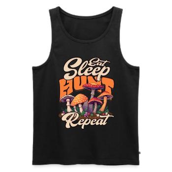 Pilzsammler Pilzzüchter Eat, Sleep, Hunt, Repeat - Männer Premium Bio Tank Top - Schwarz - Vorne - Michal (187cm)