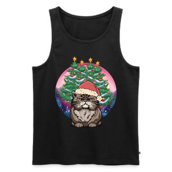 Christmas Katze Nikolaus Weihnachtsmann Xmas Santa - Männer Premium Bio Tank Top - Schwarz - Vorne - Michal (187cm)