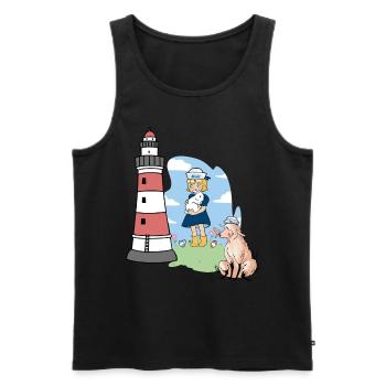 Leuchtturm Schaf maritim Kinder Kind Mädchen - Männer Premium Bio Tank Top - Schwarz - Vorne - Michal (187cm)