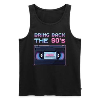 Ramenez la boombox rétro des années 90 - Débardeur bio Premium Homme - noir - Devant - Michal (187cm)