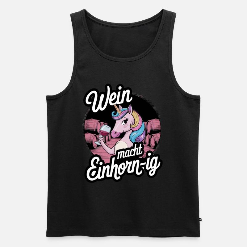 Wein macht Einhorn-ig - Männer Premium Bio Tank Top - Schwarz
