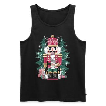 Festlicher Nussknacker mit Kaffee für einen - Männer Premium Bio Tank Top - Schwarz - Vorne - Michal (187cm)