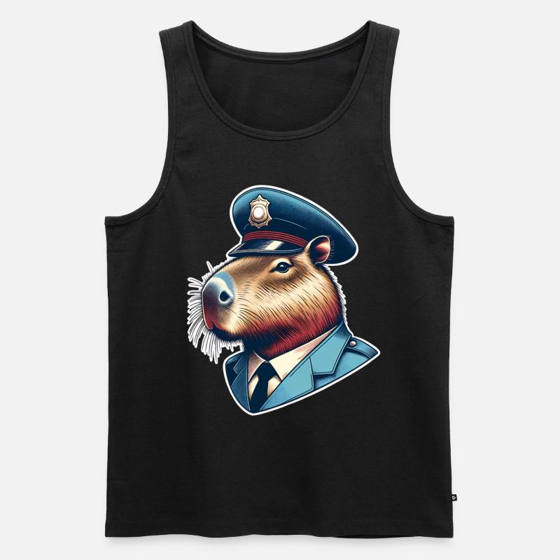 Capybara Polizei - Männer Premium Bio Tank Top - Schwarz