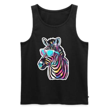 Lustiges Zebra mit Sonnenbrille für einen Zebra - Männer Premium Bio Tank Top - Schwarz - Vorne - AI Model Male 178 light (178cm)