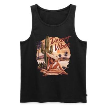 Sonnenuntergang Desert Vibes Urlaub Abenteuer - Männer Premium Bio Tank Top - Schwarz - Vorne - Michal (187cm)