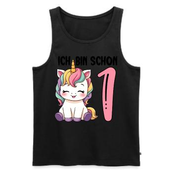 Je suis déjà un licorne 1er anniversaire - Débardeur bio Premium Homme - noir - Devant - Michal (187cm)