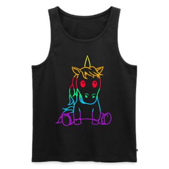 LGBT Einhorn Gay Pride Regenbogenfahne Pferd - Männer Premium Bio Tank Top - Schwarz - Vorne - Michal (187cm)