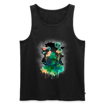 Mystique, Nature, Amoureux de la nature, Fleurs, Yoga - Débardeur bio Premium Homme - noir - Devant - AI Model Male 178 light (178cm)