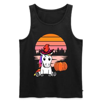 Halloween Einhorn Einhörner Pferd Pferde Kürbis - Männer Premium Bio Tank Top - Schwarz - Vorne - Michal (187cm)