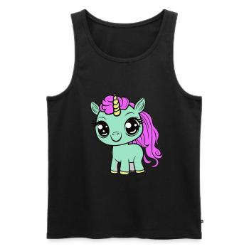 Bébé Licorne Licornes Enfant Enfants Enfant Enfant Cheval - Débardeur bio Premium Homme - noir - Devant - Michal (187cm)