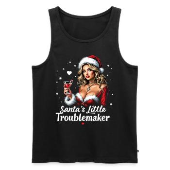 Santa's Little Troublemaker Christmas Hat - Men's Premium Organic Tank Top - black - Front - Michal (187cm)