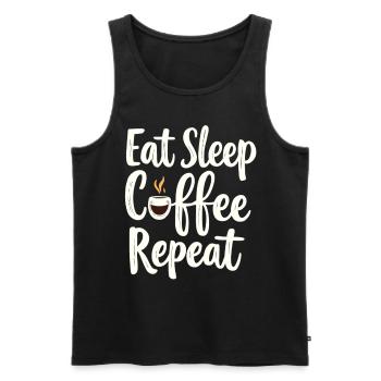 Eat Sleep Coffee Repeat Coffee Funny Coffee - Men's Premium Organic Tank Top - black - Front - AI Model Male 178 light (178cm)