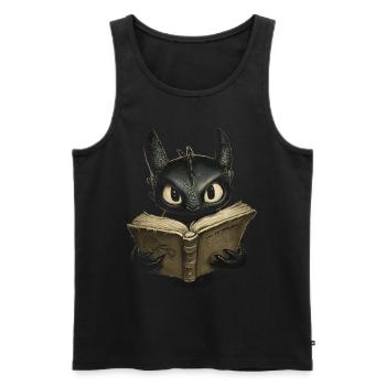 Schwarzer Drache Mystisches Design für Bücherfans - Männer Premium Bio Tank Top - Schwarz - Vorne - AI Model Male 178 light (178cm)