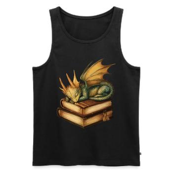 drachenSchlafender goldener Drache – Fantasie auf - Männer Premium Bio Tank Top - Schwarz - Vorne - AI Model Male 178 light (178cm)