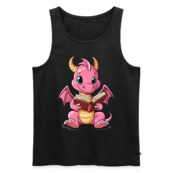 Süßer pinker Drache – Magisches Design für Kinder - Männer Premium Bio Tank Top - Schwarz - Vorne - AI Model Male 178 light (178cm)