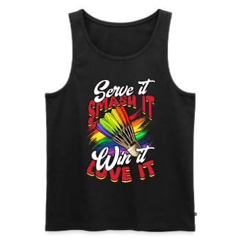 Badminton Serve It Smash It Win It Love It - Men's Premium Organic Tank Top - black - Front - AI Model Male 178 light (178cm)