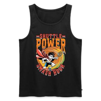 Badminton Shuttle power smash hour - Men's Premium Organic Tank Top - black - Front - AI Model Male 178 light (178cm)