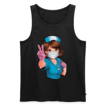 Lustige Krankenschwester mit Humor - Männer Premium Bio Tank Top - Schwarz - Vorne - Michal (187cm)