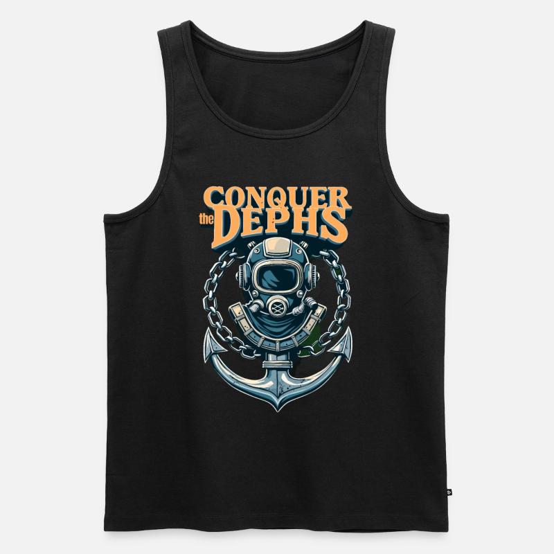 Conquer The Dephs - Männer Premium Bio Tank Top - Schwarz