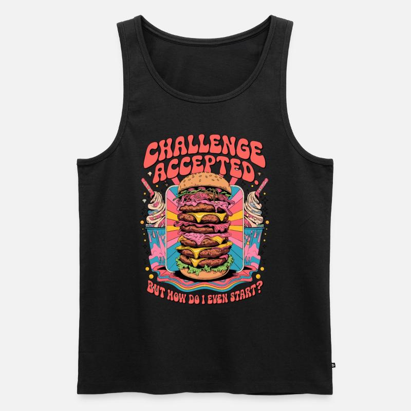 Burger Challenge Accepted - Männer Premium Bio Tank Top - Schwarz