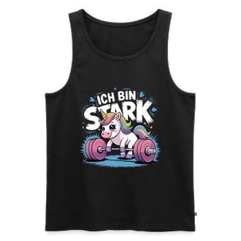 Einhorn Unicorn Ich Bin So Stark - Männer Premium Bio Tank Top - Schwarz - Vorne - Michal (187cm)