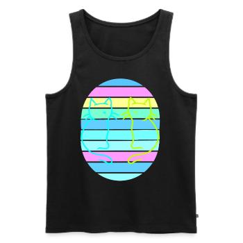 Retro Katzen Katze Vintage 80er 90er - Männer Premium Bio Tank Top - Schwarz - Vorne - AI Model Male 178 light (178cm)