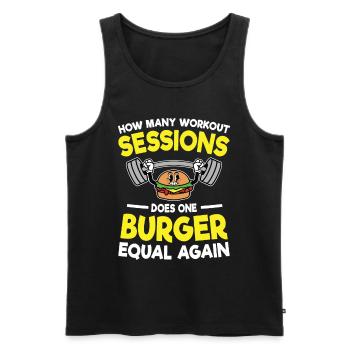 How Many Workout Sessions Does One Burger - Männer Premium Bio Tank Top - Schwarz - Vorne - AI Model Male 178 light (178cm)