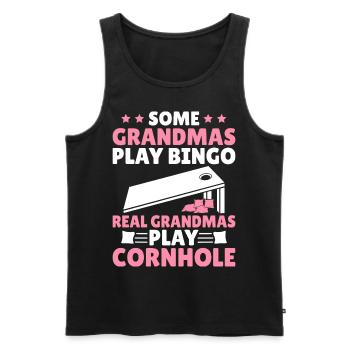 Drôle Cornhole Player Corn Hole Real Grannies Spid - Débardeur bio Premium Homme - noir - Devant - Michal (187cm)