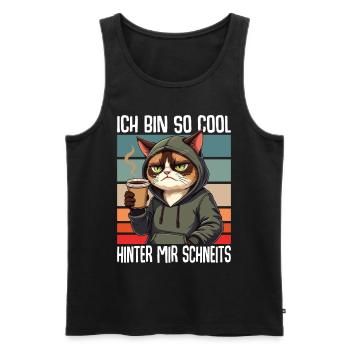 Ich Bin So Cool Hinter Mir Schneits Katze - Männer Premium Bio Tank Top - Schwarz - Vorne - AI Model Male 178 light (178cm)