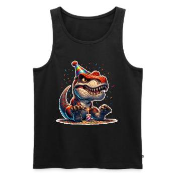 Dinosaure Anniversaire Dino T Rex - Débardeur bio Premium Homme - noir - Devant - Michal (187cm)