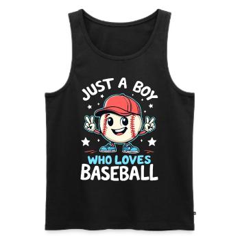 Baseball, Joueur De Baseball, Garçon, Joueur De Baseball - Débardeur bio Premium Homme - noir - Devant - AI Model Male 178 light (178cm)