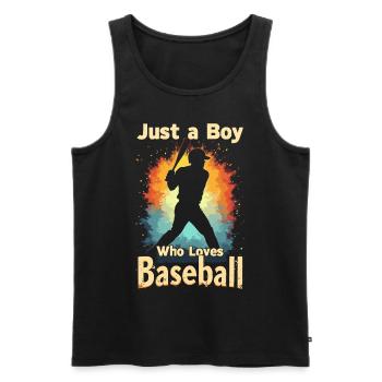 Baseball, Joueur De Baseball, Garçon, Joueur De Baseball - Débardeur bio Premium Homme - noir - Devant - AI Model Male 178 light (178cm)