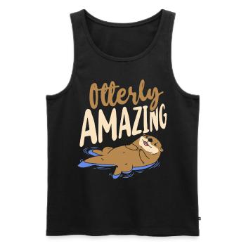 Otter Pun Otterly Amazing - Männer Premium Bio Tank Top - Schwarz - Vorne - AI Model Male 178 light (178cm)